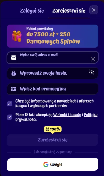 Rejestracja konta w kasynie online